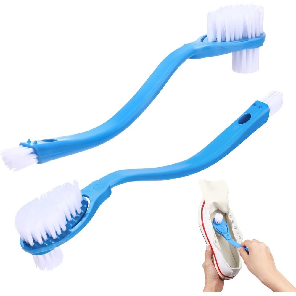 Double-Sided Shoe Scrubber with 10in Handle - Ideal for Shoes & Home Use